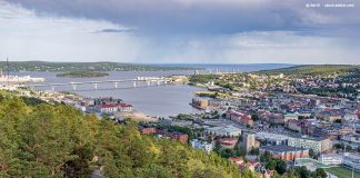Stadsbild Sundsvall med Sundsvallsbron